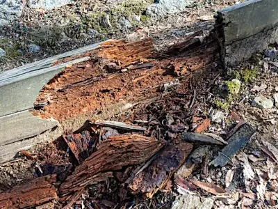 rotting timber in contact with the ground