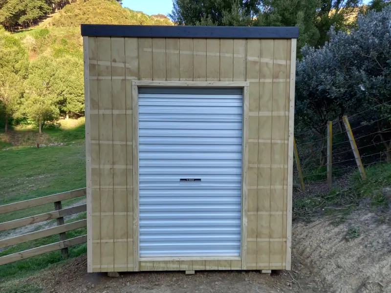 garden shed with roller door