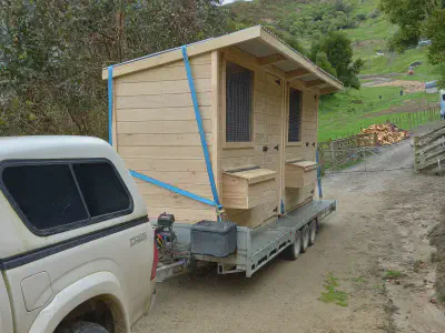 Two hen houses ready for delivery.